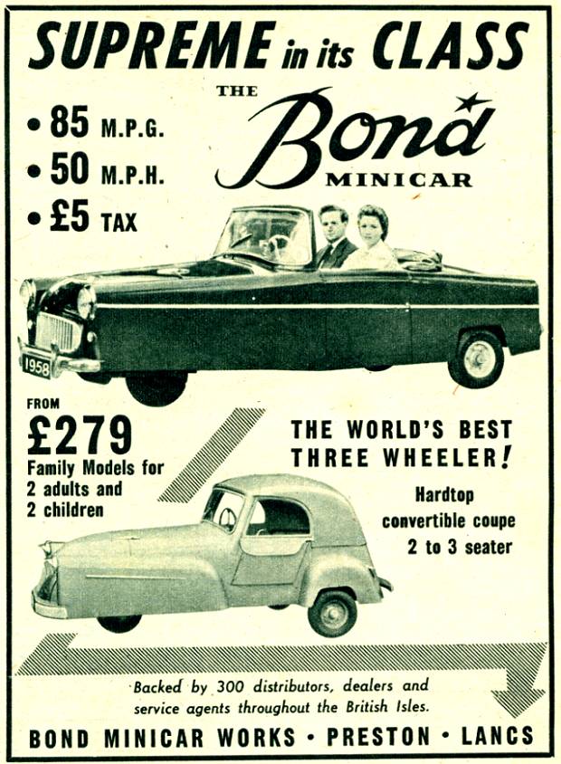 Supreme in its class The Bond Minicar The world's best three wheeler